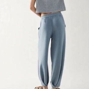Free People Freya Sweatpants Large Blue Linen Blended